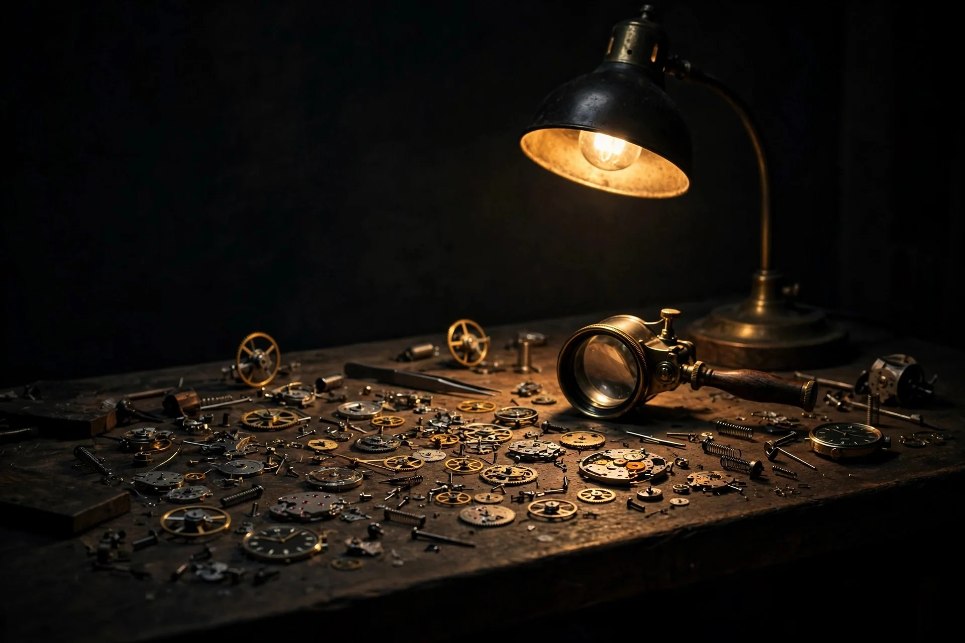 Inside the ARVELIA studio watches inspected under lamplight